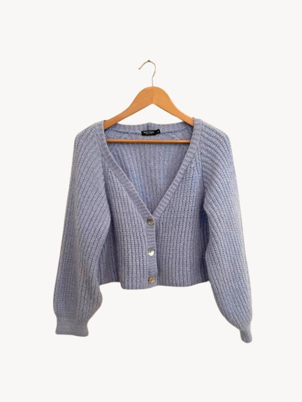 🩵 Nasty Gal Pale Blue Cropped V-Neck Cardigan, Size: M